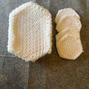 Handcrafted Elegant Cream Crochet Placemats Coaster Set